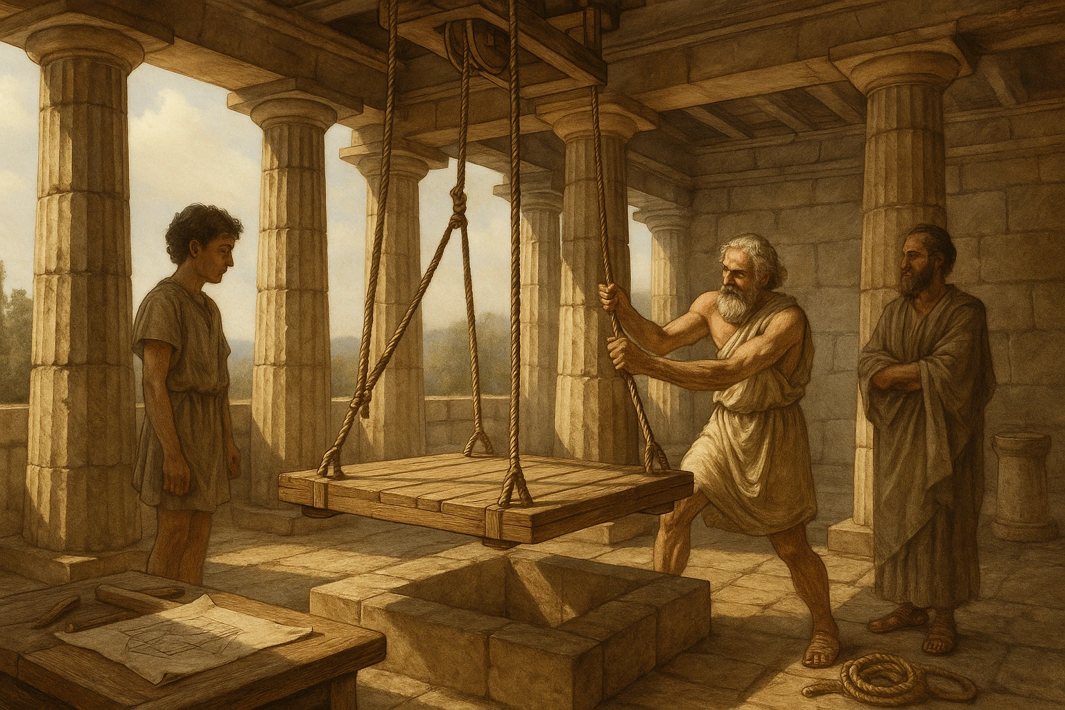 مفهوم بالابر و آسانسور در جهان باستان - بالابرهای ابتدایی